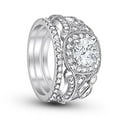 thumbnail image 2 of Three Piece Eternity Round Bridal Set Ring CZ 925 Sterling Silver Size 8, 2 of 4