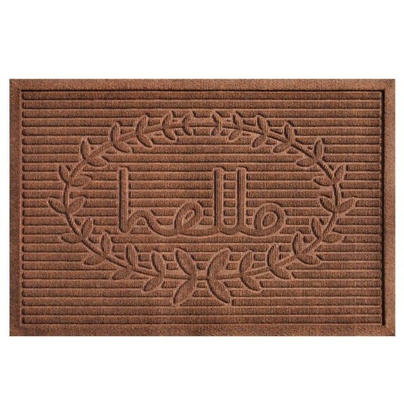 Calloway Mills 103183660 Poly Hello Indoor/Outdoor Mat, 3' x 5', Brown