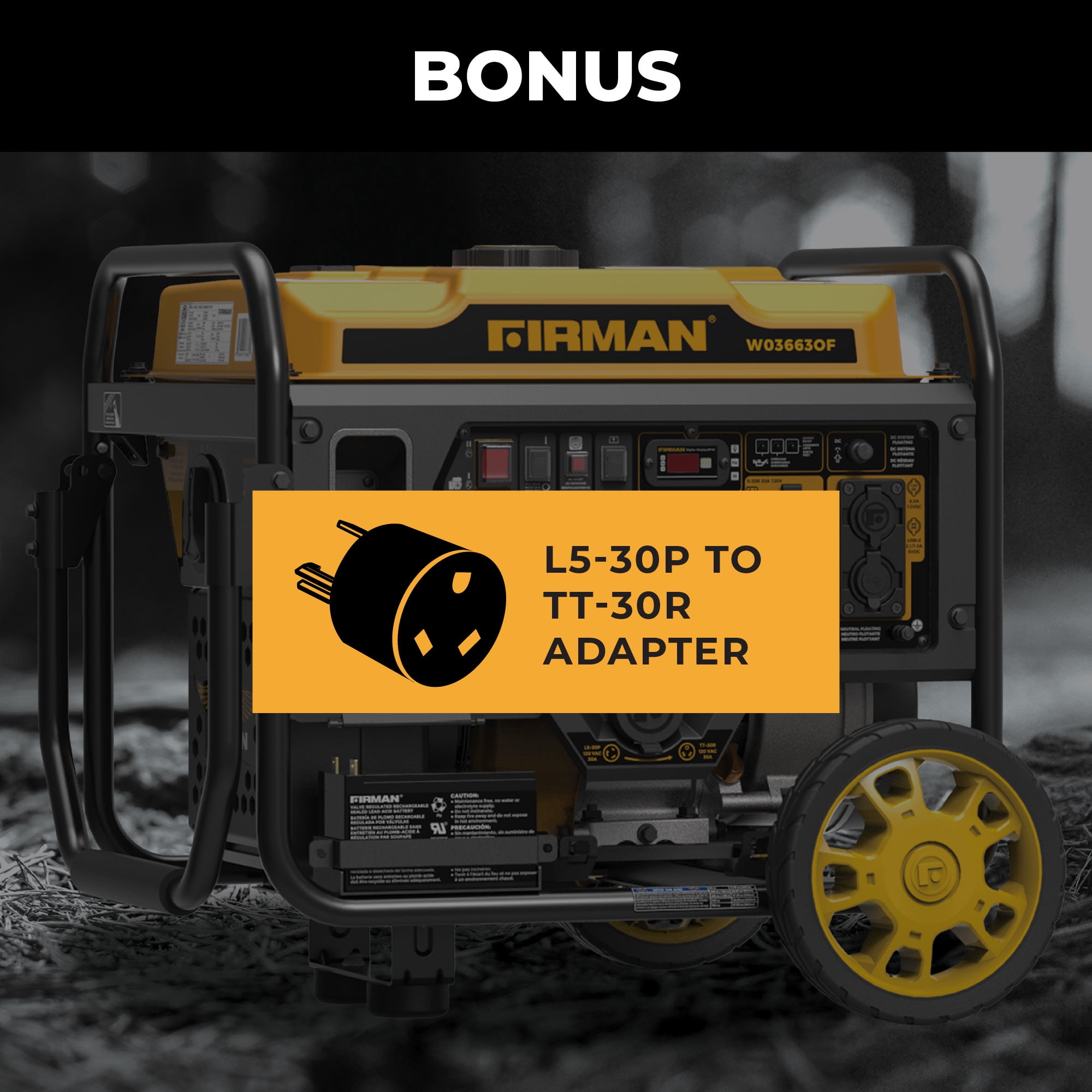 FIRMAN W03663OF 4500/3200W Inverter Open Frame Portable Generator 4500/3200 Watts Remote Start with CO Alert