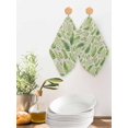 thumbnail image 2 of Spring Leavse Kitchen Dish Towels for Drying Dishes Set of 2, Pastoral Garden Botanical Rustic Burlap Waffle Weave Microfiber Hand Tea Bathroom Towels Quick Dry & Absorbent Towel 12x12, 2 of 7