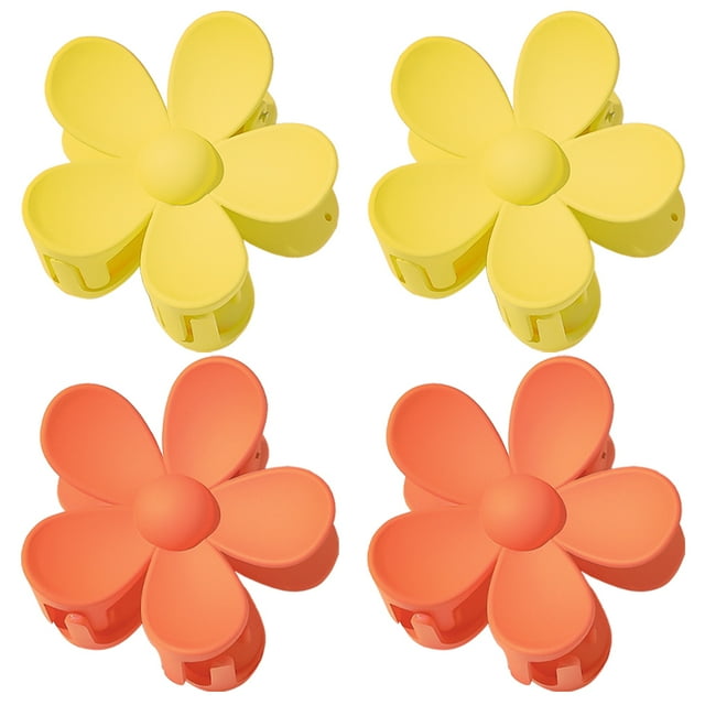 4 pinzas para el pelo de flores grandes, pinzas para garras con pétalos de margaritas grandes, pasadores florales mate, color mixto 1