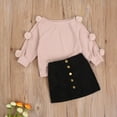 thumbnail image 6 of Douhoow Little Girls 2pcs Fall Clothes Set Knit Solid Balls Pullover A-Line Button Skirts, 6 of 8