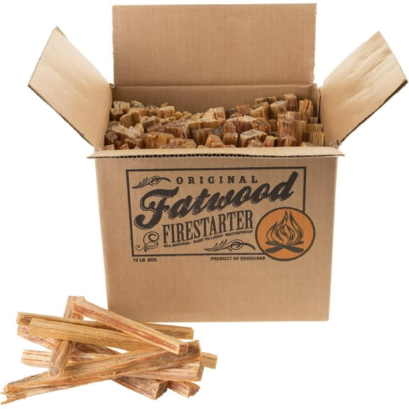 Fatwood Pine Wood Fire Sticks - 10-lb Box of Indoor or Outdoor Fire Starters for Campfires, Grills, Wood Stoves, Firepits, or Fireplaces