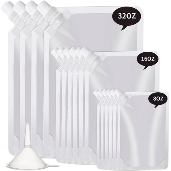 Alcohol Pouches for Liquor,Reusable Drink Pouches for Adults Alcohol Drinking Flasks,Concealable Plastic Liquor Bags with Funnel,Plastic Travel Flasks (8OZ4   16OZ4)