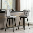 thumbnail image 2 of 29 Inch Counter Height Bar Stools Set of 2,180°Self-Righting Modern Swivel Bar Chairs Set of 2,With Golden Nailhead Trim And Metal Base,for Kitchen Island Restaurant Pub(Light Grey,29 inch，2PCS), 2 of 11