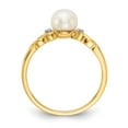 thumbnail image 2 of 14K Yellow Gold Ring Band Pearl Diamond Round Freshwater, Size 8, 2 of 5
