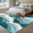 thumbnail image 4 of 5'x7' Area Rugs, Turquoise Ombre Indoor Outdoor Area Rug for Living Room Bedroom, Modern Geometric Moire Abstract Art Washable Bathroom Rugs Kitchen Floor Carpet Mats Home Decor Aesthetic, 4 of 8
