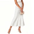 thumbnail image 2 of Floleo Women's High Waist Polka Dots Midi Skirt Elegant Flared Fishtail a-Line Skirt Bodycon Flowy Printed Long Skirt Office Party Casual Wear Skirt for Women(White,L), 2 of 9