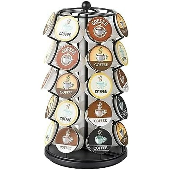 Nifty K Cup Holder – Compatible with K-Cups, Coffee Pod Carousel | 35 K Cup Holder, Spins 360-Degrees, Lazy Susan Platform, Modern Black Design, Home or Office Kitchen Counter Organizer