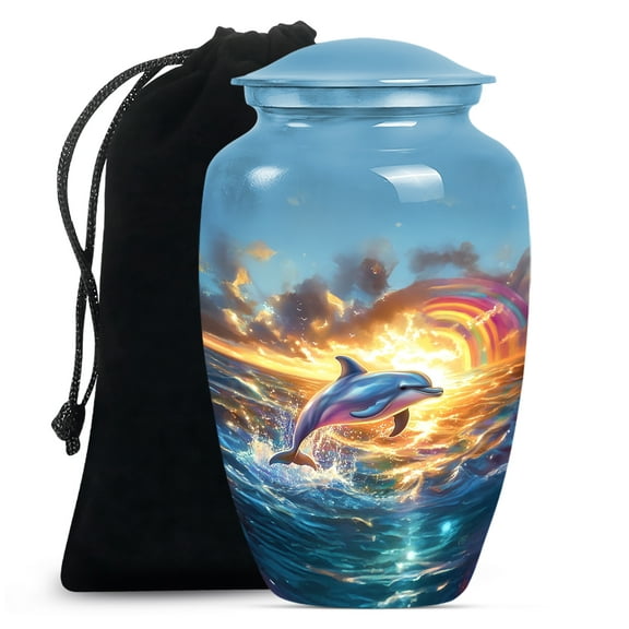 Dolphin Large Urns for Human Ashes Adult Man, Cremation Urn Human Ashes, Urn for Ashes Adult Male, Urns for Women Human Ashes(Size - 10inch)