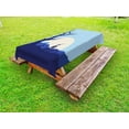 thumbnail image 1 of Nature Outdoor Tablecloth, Rising Moon in Abandoned Forest with Trees and a Boy Cycling Bike Image Print, Decorative Washable Fabric Picnic Table Cloth, 58 X 84 Inches,Blue and White, by Ambesonne, 1 of 2
