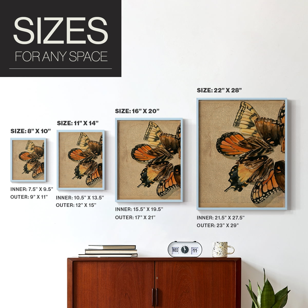 Winged Wreath II Framed Print - Solid Wood in Single Picture Frame Solid Wood 2 Framed Print