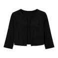 thumbnail image 5 of Lutiedan Shrugs for Women 3/4 Sleeve Open Front Cropped Cardigan Lightweight Casual Solid Color Bolero Cardigan,Black, 5 of 8