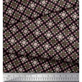 thumbnail image 2 of Soimoi Black Cotton Cambric Fabric Aster & Roses Damask Print Sewing Fabric Yard 42 Inch Wide, 2 of 5