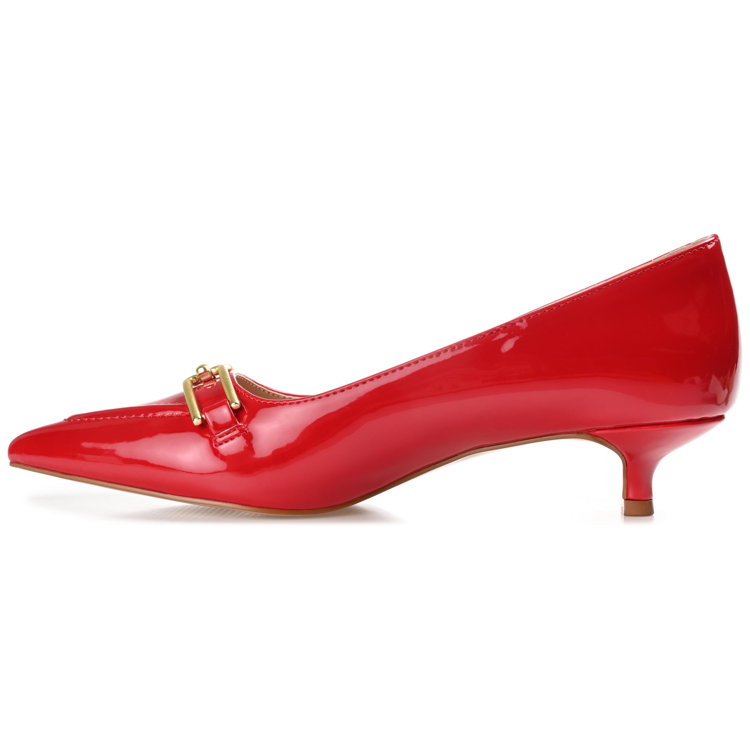 Journee Womens Rumi Kitten Heel Loafer Pointed Toe Pumps, Widths Available