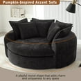thumbnail image 4 of Oversized Chaise Lounge Chair Indoor, 60" Round Chenille Deep Seat Cloud Couch with Dual-Layer Cushion, Sleeper Boneless Couch Accent Chair for Living Room, Black, 4 of 9