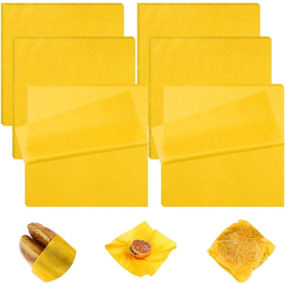 240 Pcs 12 x 12 Inch Deli Paper Sheets Sandwich Dry Wax Paper Oil Proof Food Basket Liners Food Wrapping Sheets for Bread, Party, Picnic, Festival, BBQ(Yellow)