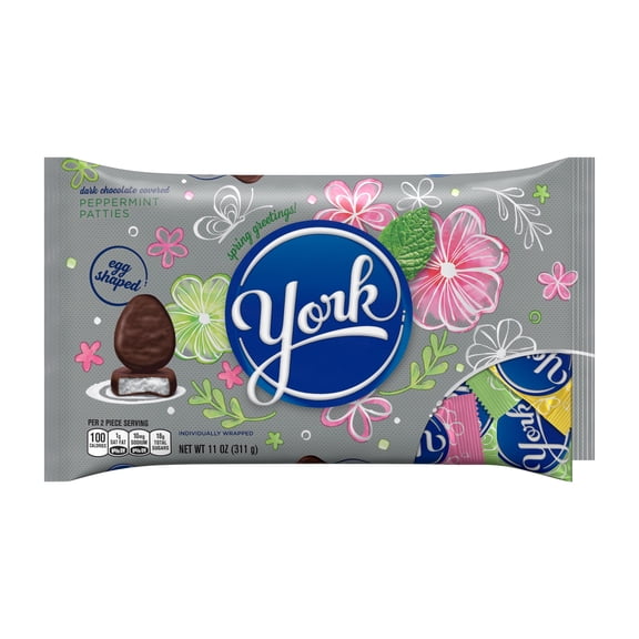 YORK, Peppermint Patties Dark Chocolate Eggs Candy, Easter, 11 oz, Bag