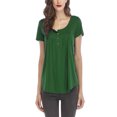 thumbnail image 1 of Innerwin T-Shirt Couleur Unie Hauts pour Femmes Été Manches Courtes Mode Vert 3TG, 1 of 4