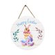 thumbnail image 1 of Letrero redondo de Pascua para puerta con diseño de conejo de madera y reverso de cuerda de yute rústica. Estilo A, 1 of 9