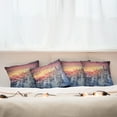 thumbnail image 4 of Ambesonne Forest Throw Pillow Cover 4 Pack, Sunrise at Wintertime, 16", White Red, 4 of 5