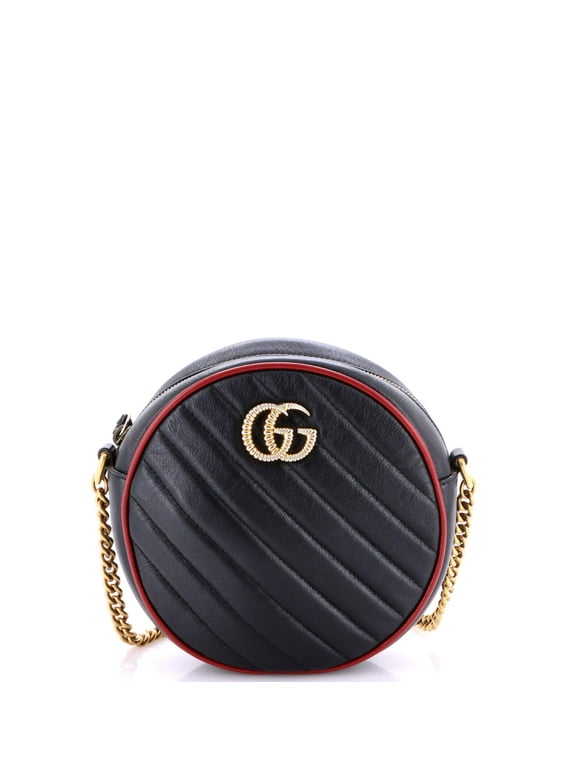 Pre-Owned GG Marmont Round Shoulder Bag Matelasse Leather Mini By Rebag