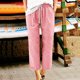 thumbnail image 4 of Pntutb Pantalones de algodón y lino elásticos de color sólido informales a la moda para mujer Pntutb Pntutb-5199, 4 of 5