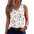 thumbnail image 2 of Womens Tank Tops Summer Sleeveless Loose Fit Tops V Neck Pleated Shirts Basic Tees Casual Trendy Clothes #02White 2XL, 2 of 7