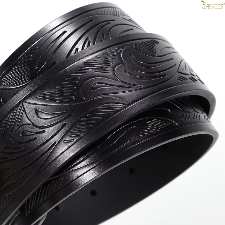JASGOOD Western Leather Belt, Longhorn Buckle photo 4