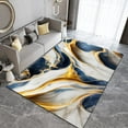thumbnail image 3 of Abstract Graffiti Art 3D Carpet, Golden Curved Lines Blue and White Marble Living Room Carpet, Rug Pad Comfortable Feet Apply to Nursery College Dorm Teen Room Decor,3ft x 5ft, 3 of 7