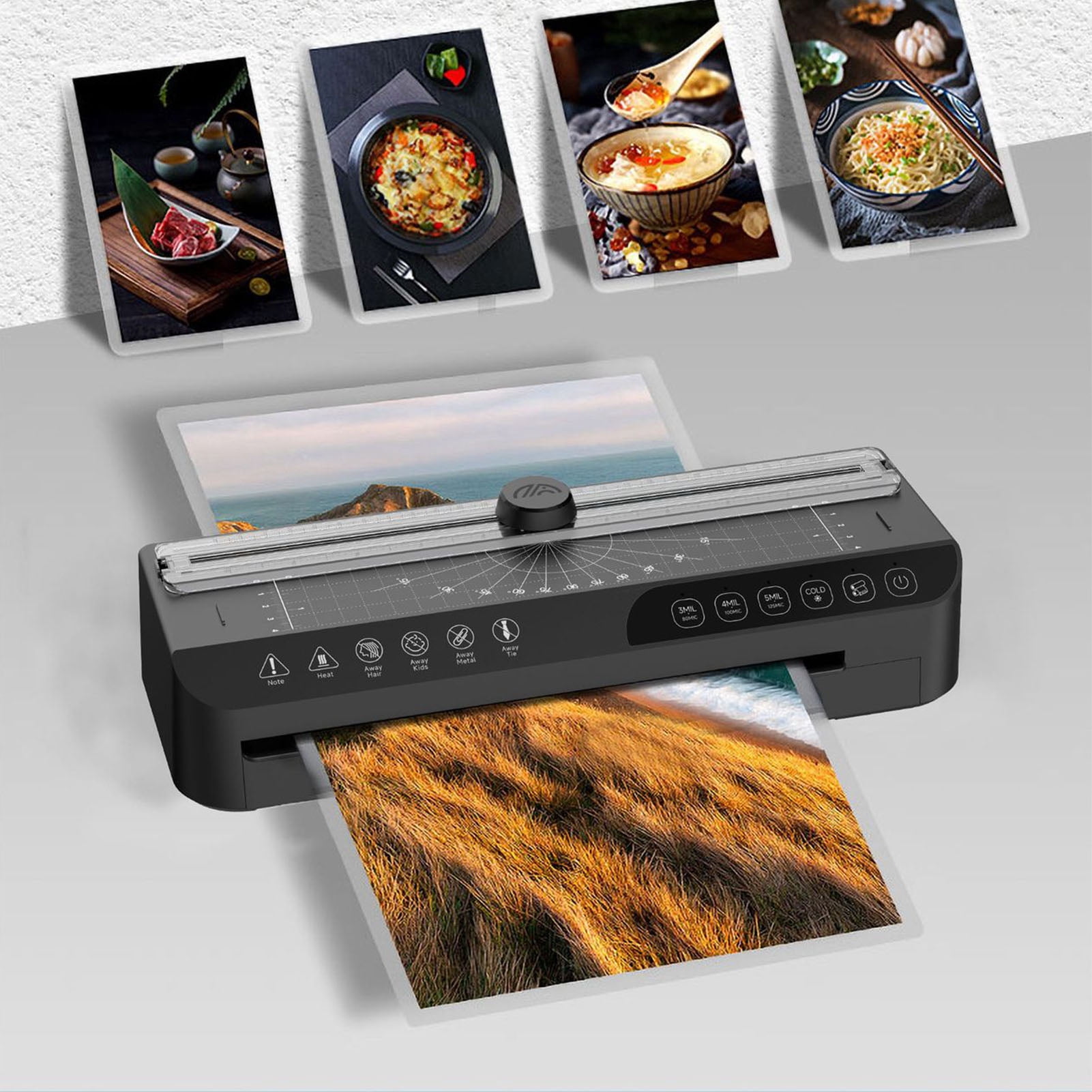 YAHHU Laminator Machine A4 320mm/min Thermal Laminating for Home Office US Plug 110V Black (13.78 inches / 35 cm)