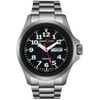 Mens Officer Series Stainless Steel Case and Bracelet Black Dial Silver Watch - AL811