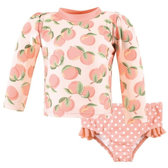 Hudson Baby Girls Swim Rashguard Set, Pink Peach, 3-6 Months