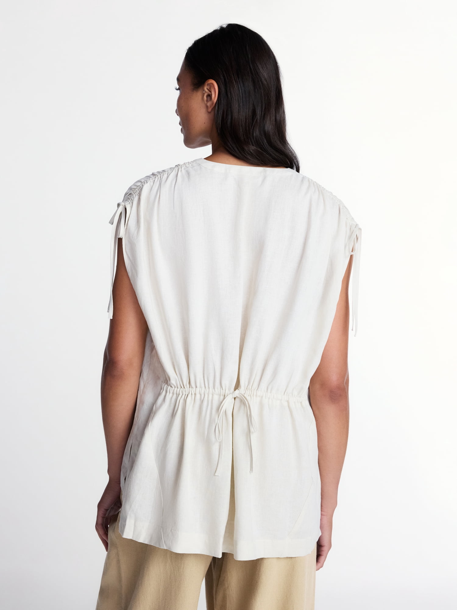 Time and Tru Women's Sleeveless Linen Tunic Top, Sizes XS-XXXL
