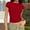 Tops-5Red, variant on LEKWK Basic Tees for Women Slim Fit Cropped Length Crew Neck Short Sleeve Tops Ribbed Knit Crop Tops Solid Summer Workout Y2K Wear