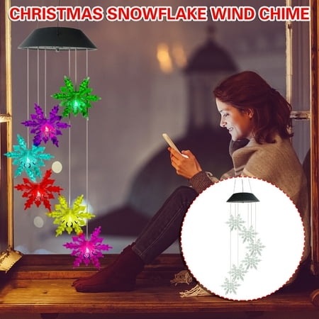 

Menrkoo Christmas Decorations Christmas Garden Decoration Solar Christmas Snowflake Wind Chime Pendant As Shown ac
