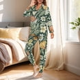 thumbnail image 3 of DISNIMO Floral Print Womens Button Down Pajama Set Long Sleeve Sleepwear 2 Piece Pj Set Soft Top and Wide Leg Pants Soft Comfy Ladies Lounge Sets, (Available in Plus Size), 3 of 7