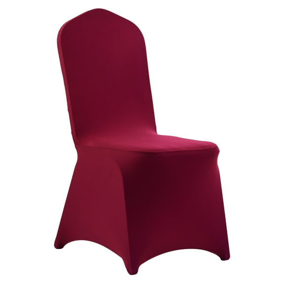 KFFKFF 50 Pcs Burgundy Chair Covers, Polyester Spandex Stretch Slipcovers for Weddings, Parties, Dining, and Banquets, Designed for Chairs Measuring up to 20.08 x 17.72 x 37.4 inches