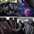 thumbnail image 4 of Uorisanigo Hummingbird Flowers 14 Pieces Automobile Seat Cover Sets and Steering Wheel Cover Comfortable Car Headrest Cover Center Console Cover Cars Seat Belt Pad Cover Fit for Car,Suv, 4 of 5