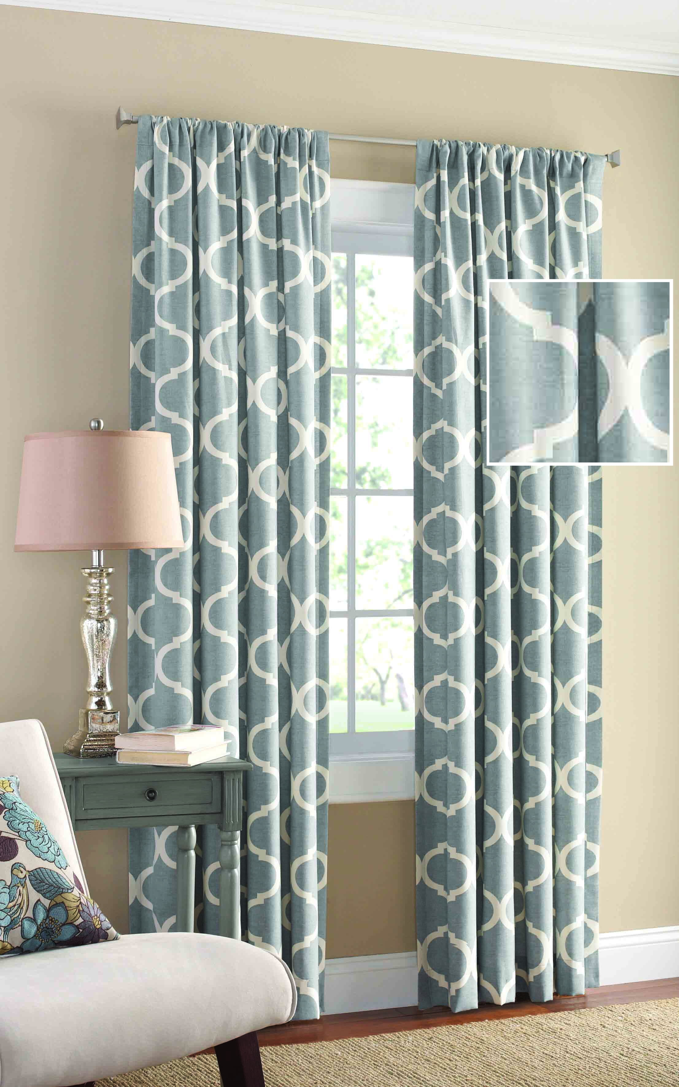 Mainstays Canvas Ironwork Light Filtering Rod Pocket Single Curtain Panel, Gray, 50" x 84"
