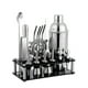 thumbnail image 1 of Juego de coctelera de barman con soporte negro y juego de mezcla de bebidas Juego de barra de Martini Los mejores accesorios de barra (plata) 20 piezas, 1 of 5