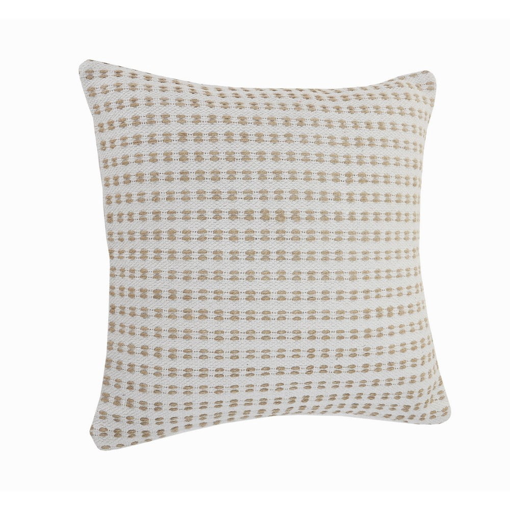 LR Home Sadie Set of 2 20" x 20" White/Tan Cotton and Jute Adult Decorative Throw Pillow Set