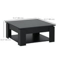 thumbnail image 3 of HOMCOM Table Basse Moderne avec Tablette de Rangement, Table de Cocktail Carrée, Table Centrale pour Salon, Noir, 3 of 10