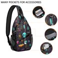 thumbnail image 2 of Sling Backpack,Mystical Halloween Pattern Sling Bag with Water Bottle Holder,Waterproof Sling Bag for Men/Women with Headphone Jack for Hiking,Travel, 2 of 6