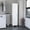 White, variant on 70.8h" Tall Narrow Cabinet With 5 Shelf, 3 Broom Hangers And Metal Trim, Oak - Home Organization Shelf For Spaces, Hangers, Oak, 70.8h