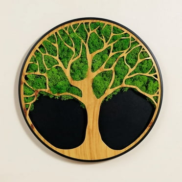Visually Captivating Life Tree Moss Metal Wall Art - Vibrant Green Decor - 24"x24" - Calming & Lively Home/Office Decoration