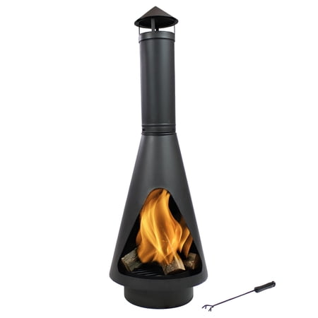 Sunnydaze 56-Inch Black Heavy-Duty Steel Chiminea with Log Poker, Grate and  Rain Cap - High-Temperature Paint Finish | Walmart Canada
