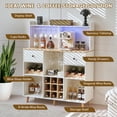 thumbnail image 4 of Sideboard Buffet with Power Outlet, LED Lighted Wine Rack, Glass Holder & Storage Drawers, Wine Cabinet with Storage Drawers & Open Shelves, Sideboard Buffet Cabinet for Dinging Room, Living Room, 4 of 13
