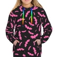 thumbnail image 4 of Hoodies for Women - Halloween pink bats black cool Comfrt Colour Drawstring Women'S Fashion Hoodies & Sweatshirts, Fall Outfits Clothes for Women 2024 Pullover with Kangaroo Pocket, 4 of 7