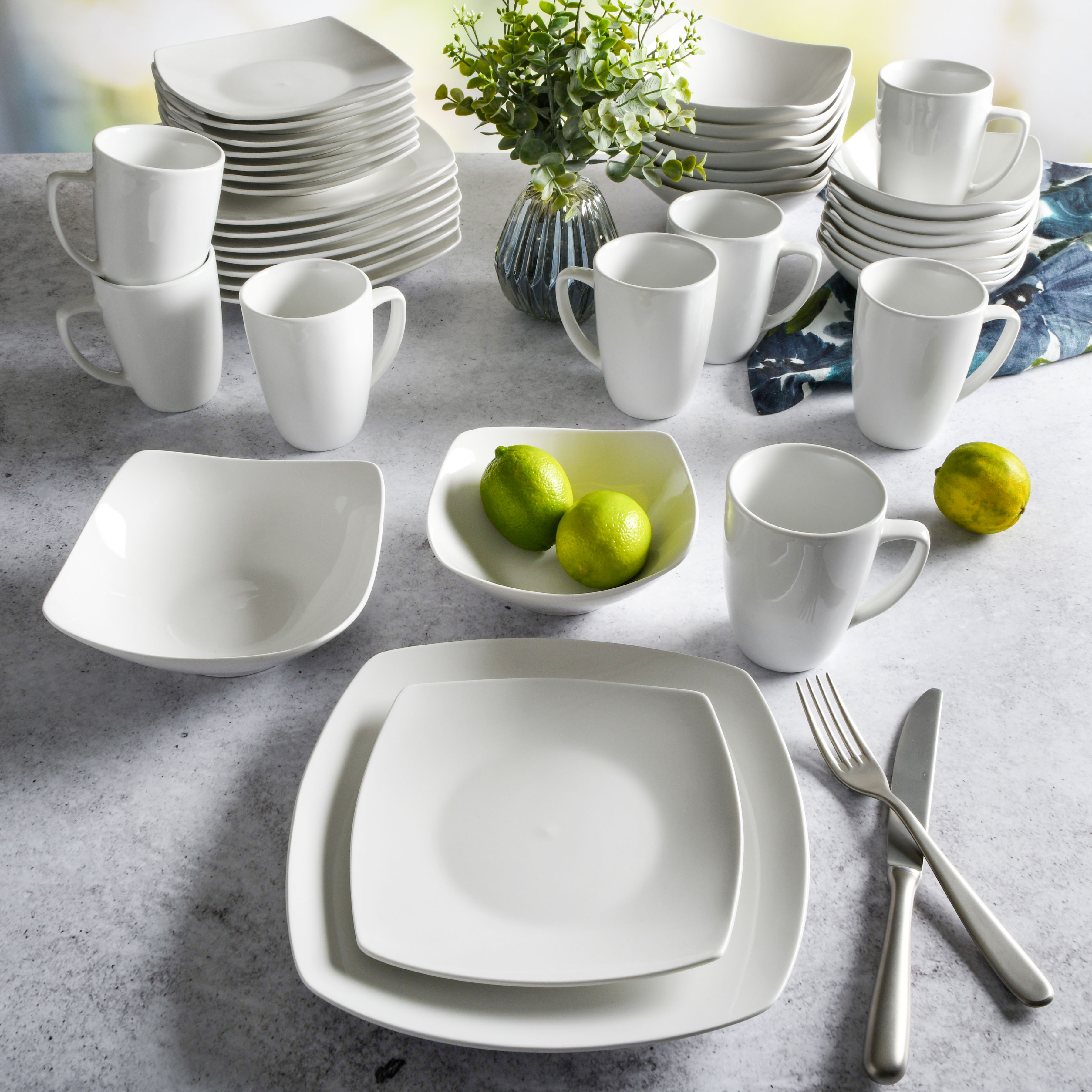 Gibson Home Everyday Square 40-Piece Stoneware Dinnerware Set photo 5